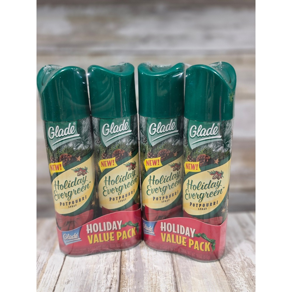 Glade Holiday Evergreen Potpourri‎ Spray 8oz 4 Pack Freshener Sealed NOS Vintage